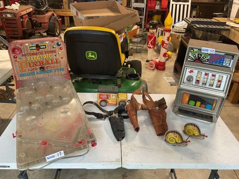 Pinball Machine, Slot Machine, Metal Snails, Cap Guns