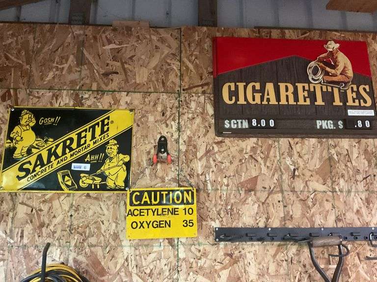 2 Metal Signs & Cigarette Sign