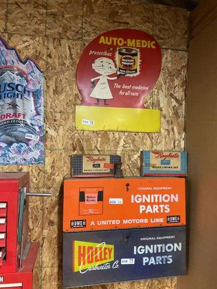 Busch Beer Sign, Auto Medic Sign, 2 Ignition Bins