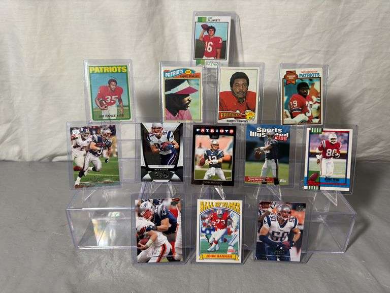 1970s, 80s and newer New England Patriots football cards.
