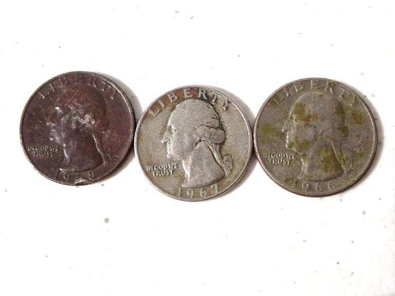 Collection of 3 OLD QUARTERS 1968 - 1967 - 1966.  $0.75 face value