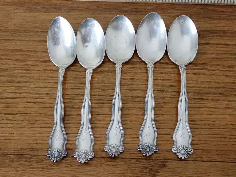 5 Antique Sterling Silver Spoons - Winchester (Sterling, 1902, Monograms) by International Silver