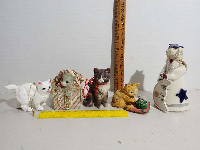 Kitty Ornaments for the Christmas Tree & Original Ceramic Angel tree topper - MINT