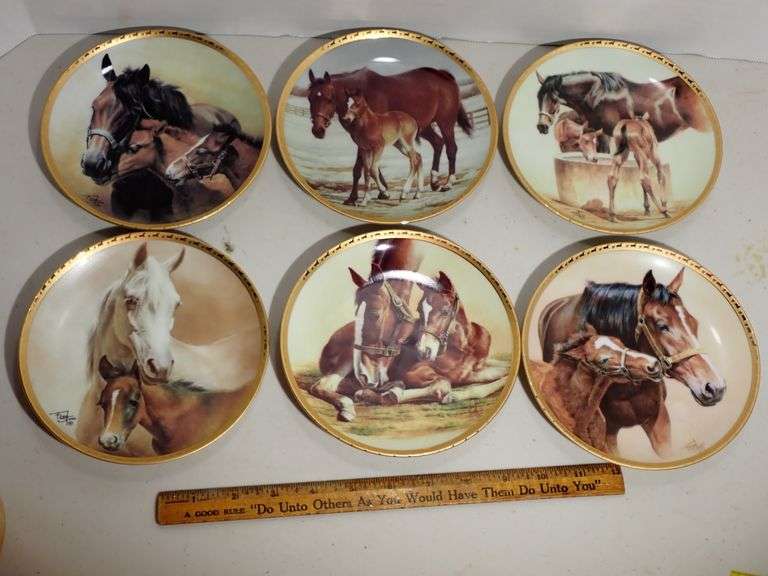 Fred Stone Mare and Foal SET OF 6 Horse Collector Plates American Artists USA 7"with COA - MINT COND
