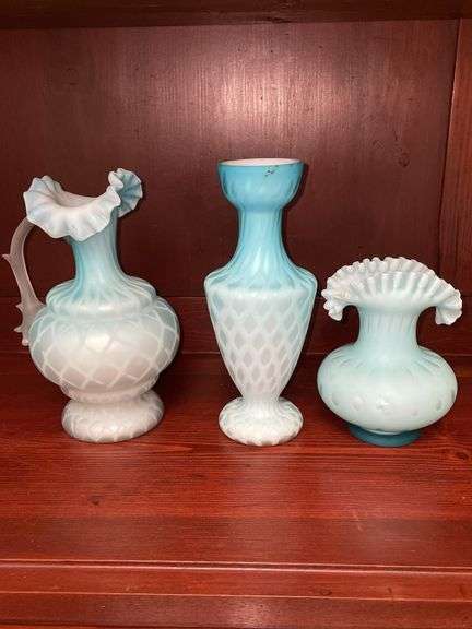Satin blue vases
