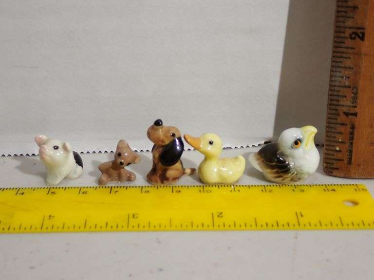 Retired Hagen Renaker Ceramic Miniatures - Piglet - Teddy Bear - Hound Dawg - Ducky - Eagle Osprey  