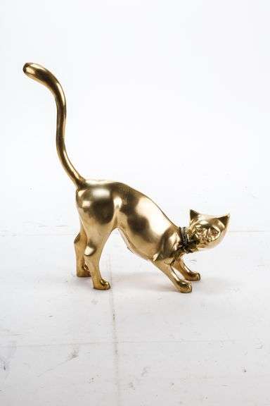 Vintage Brass Cat- Playful