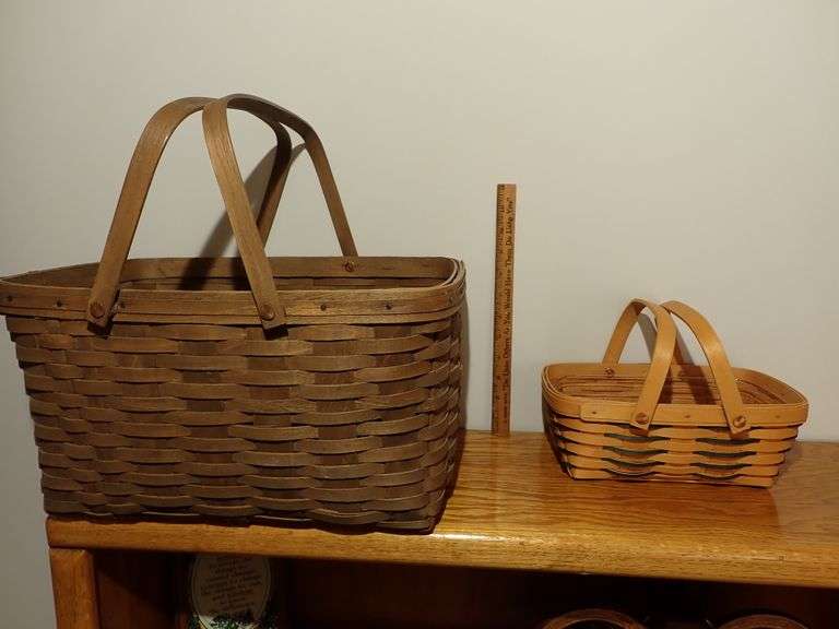 1982 Longaberger Picnic Basket & 1999 Longaberger "Family Signed" Woven Memories Baskets