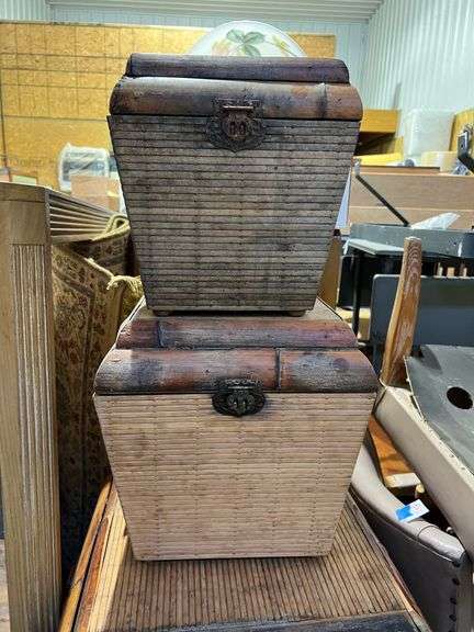 Wood Wicker Trunks set/2