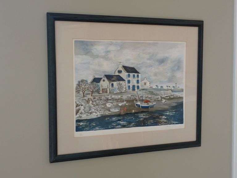 Seashore Village Art 188/200 Limited Print Pencil Signed by Artist Brenda Noble Excellent condition