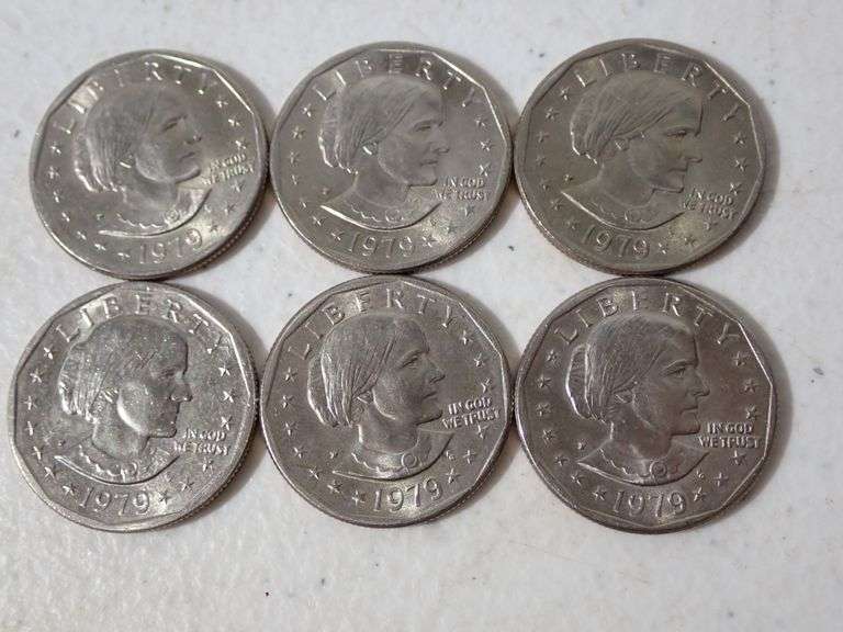 Collection of Susan B. Anthony Dollar Coins.  $6.00 face value