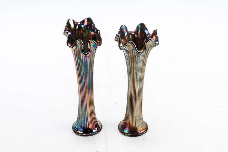 Pair of Carnival Glass Vases