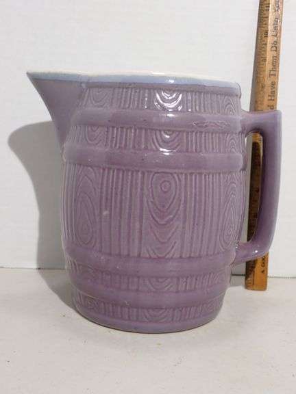 VTG Purple Barrel POTTERY Farmhouse Vase/ Pitcher Water Jug Large 8” Farmhouse - MINT