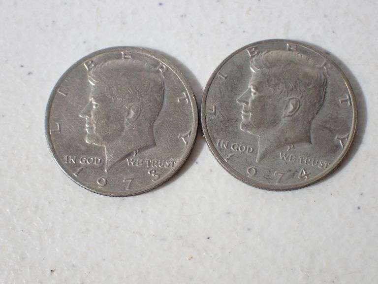 Two Kennedy Half Dollar Coins - 1973 - 1974