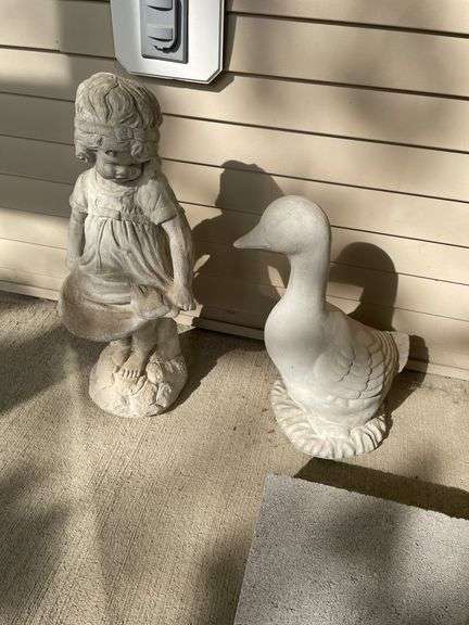 Concrete goose & child