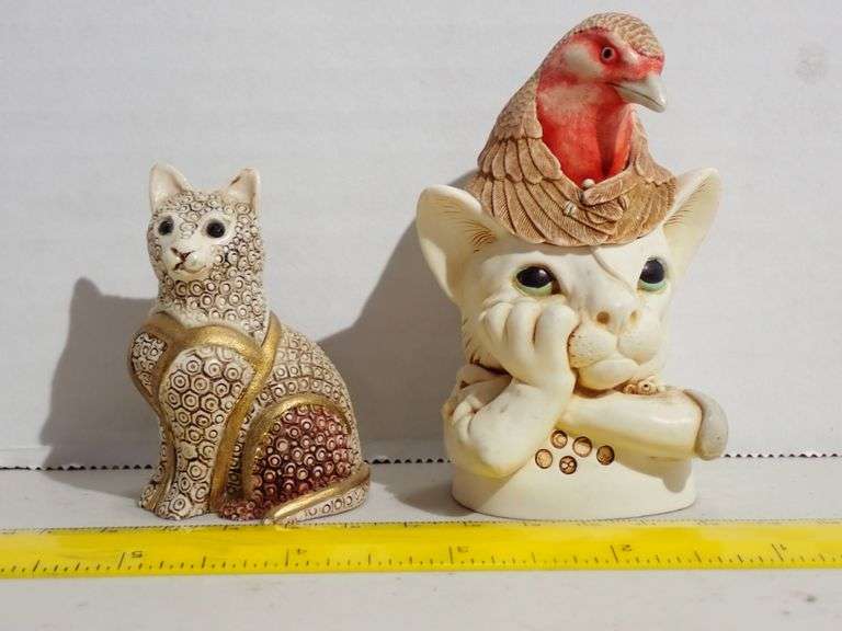 HARMONY KINGDOM - TREASURE JESTS - SATEEN (CAT) & TURDUS FELIDAE (CAT/BIRD) - Mint condition