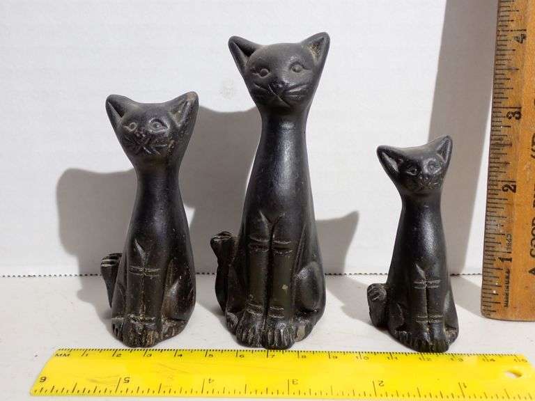 VTG Red Ware Pottery 3 Cat Family - Excellent condition