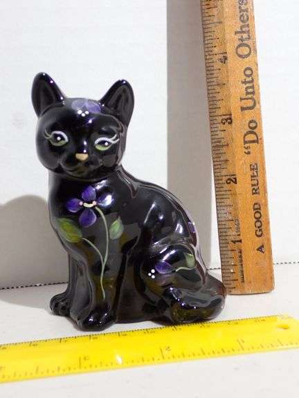 Hand Painted FENTON Kitten Signed S. Waters - Mint condition