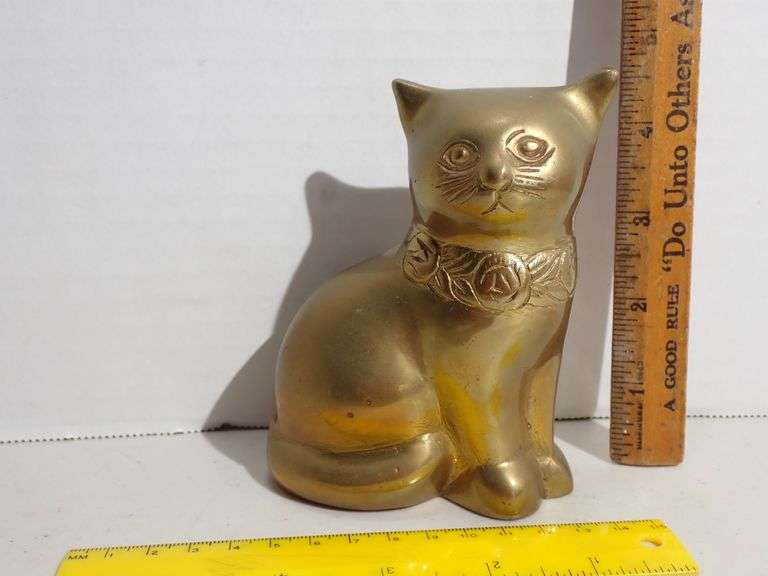 Brass Sitting Kitten Paperweight