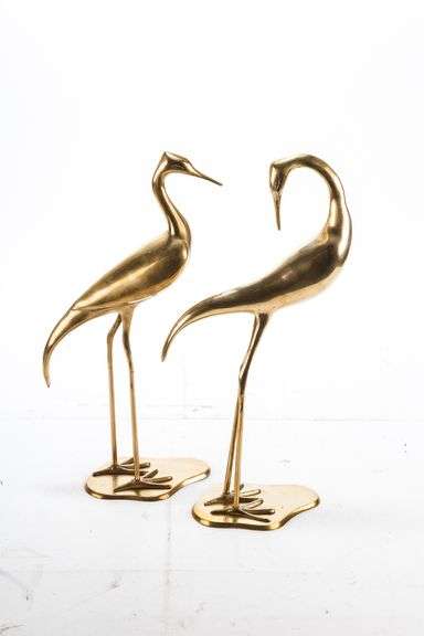 Pair of Tall Brass Birds