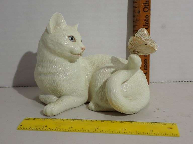 Vintage Lenox Enchantment Cat Figurine with Butterfly - MINT