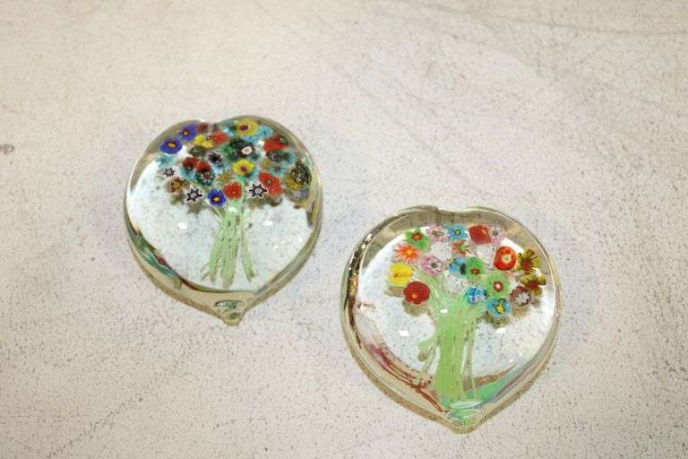 Floral Art Glass Paperweights