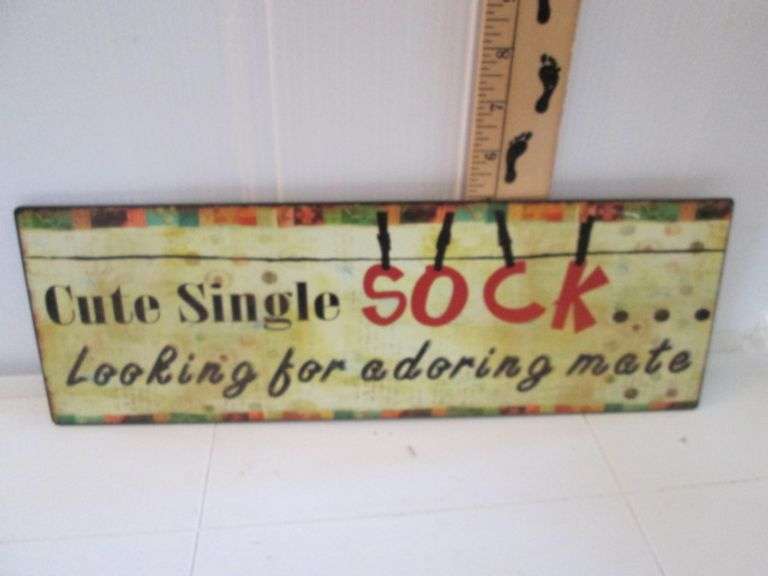15"x5" Cute Single Sock Looking For Adoring Mate Metal Sign