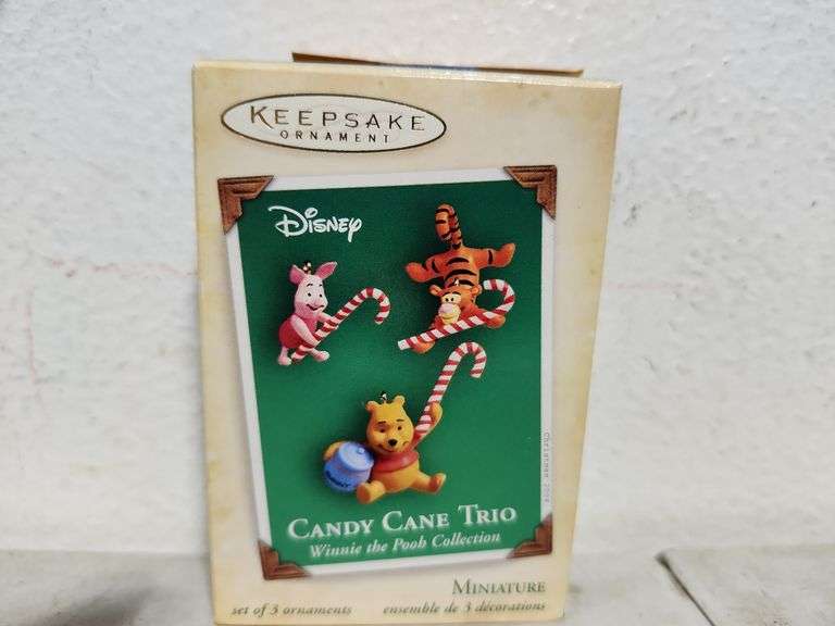 2004 Hallmark Keepsake Candy Cane Trio Winnie The Pooh Miniatures