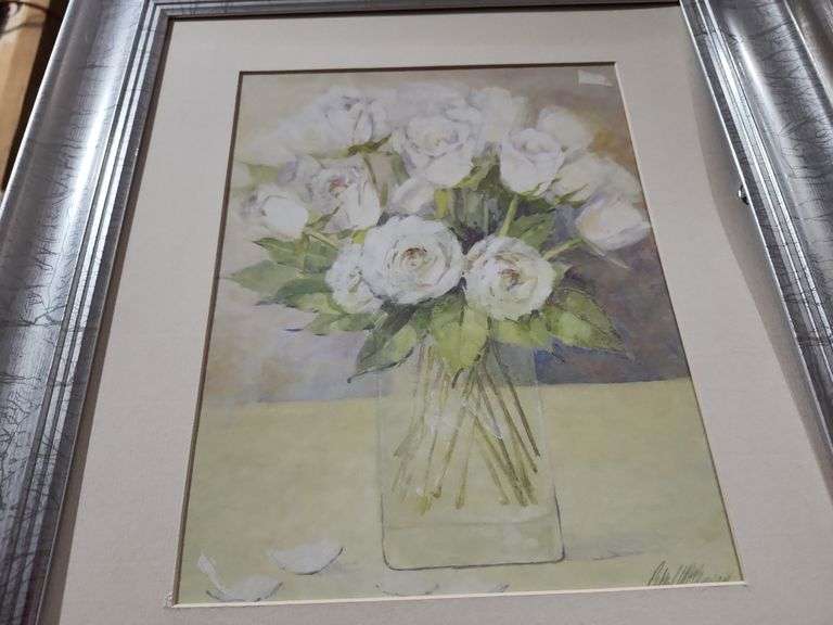 2 Flower Prints One Is Missing Glass 14x16