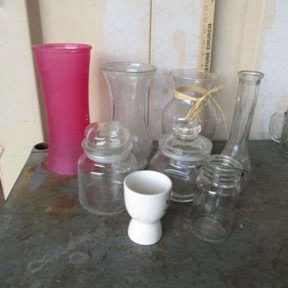 Assorted vases, canisters, Japan piece, etc.