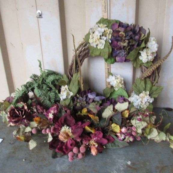 Artificial Flower Decor wreath, basket and swag
