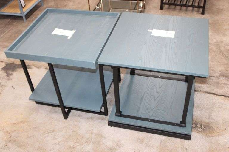 Antiqued Blue Side Tables