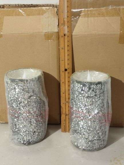 TWO NEW IN BOX - Battery Operated Solare' "3D Moving Flame" Flameless Candles Crackle Mirror finish.