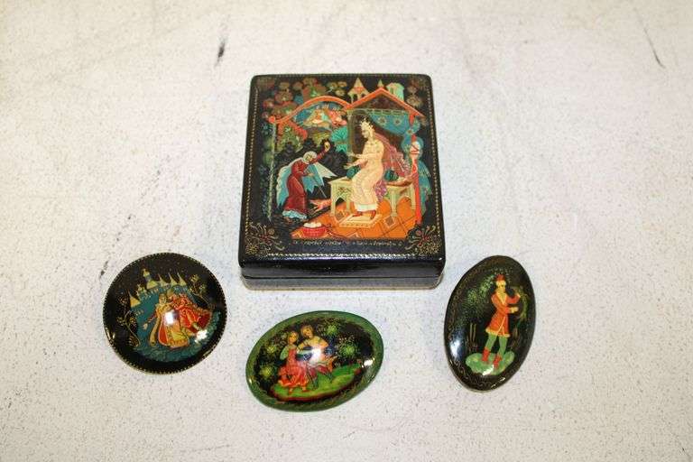 Russian Fairytale Trinket Box & Brooches