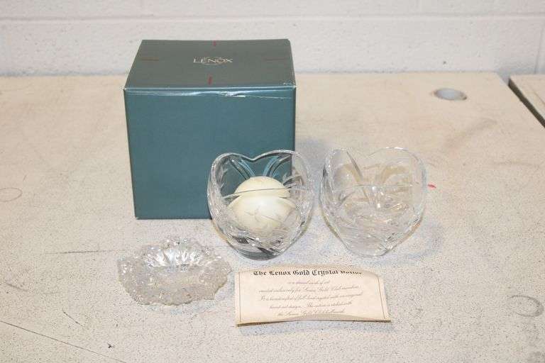 Lenox Crystal Candle Holders & Ring Dish