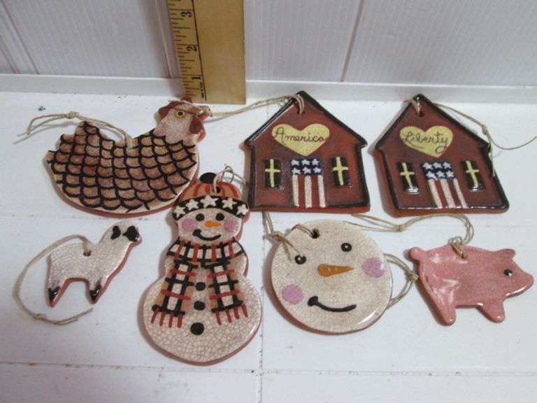 7 Ct. Kelly Smith Redware Span Handmade Ornaments