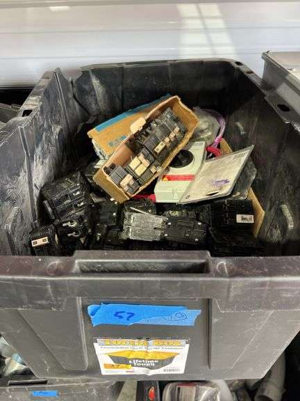 Tote of various electrical parts