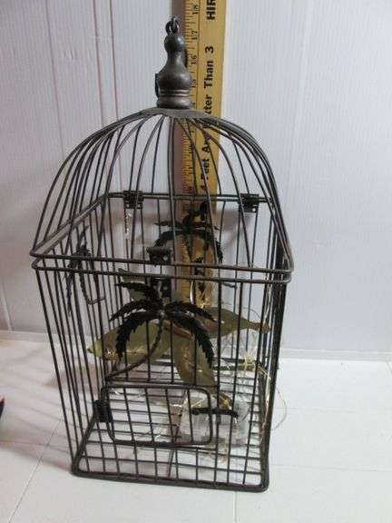 Palm Tree Bird Cage, Battery Operated Lights, & Butterfly