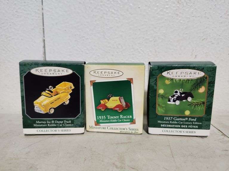 Hallmark Keepsake Miniatures Dump Truck, 1935 Timmy Racer, 1937 Garton