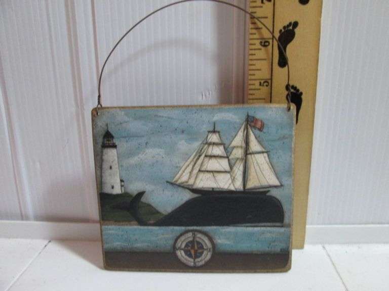 David Wood Ornament Lighthouse Whale Sailboat