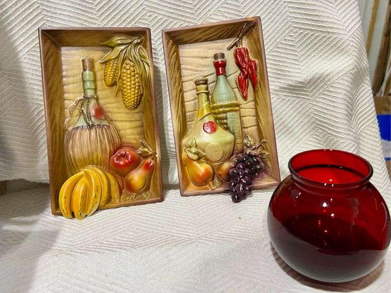 Lefton MCM Rare Ceramics with AH Ruby Red Vase