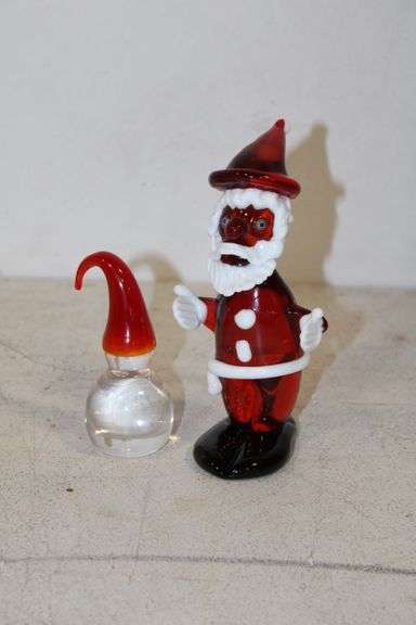 Art Glass Santa & Snowman Figures