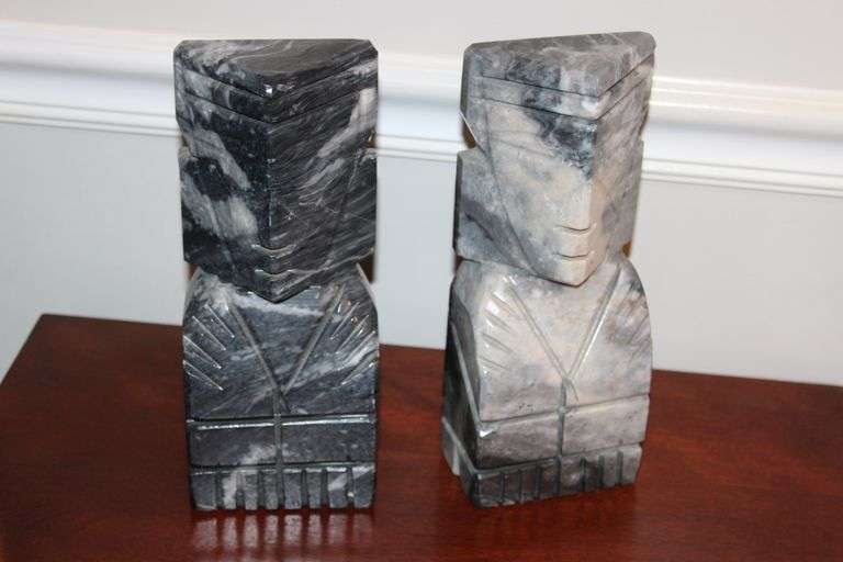Carved Stone Bookends