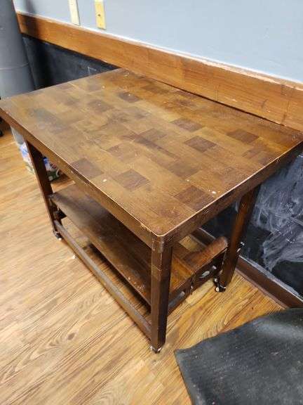 Collapsible Wood Table on Wheels 36"x 24" x 30"