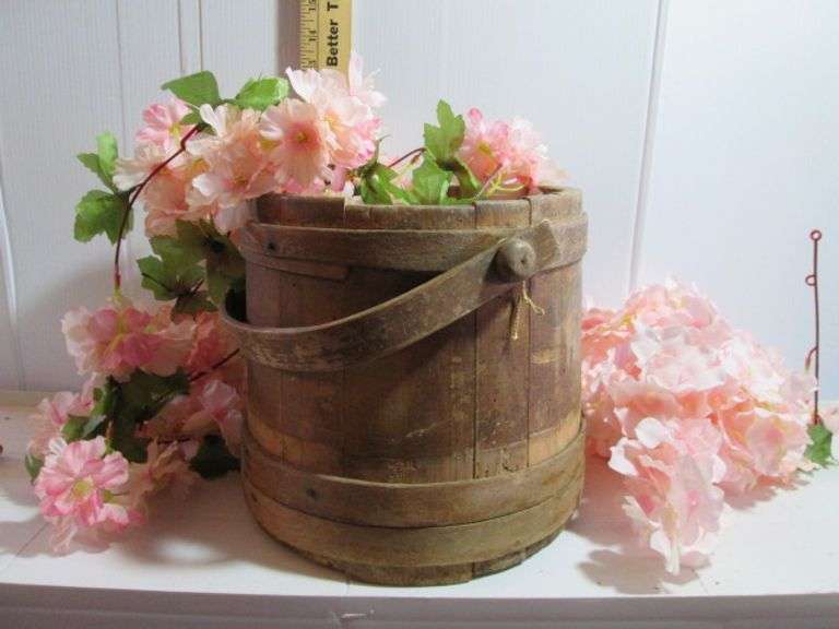 Vintage Bucket & Flower Garland Etc.