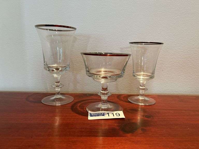 "Silver" Rim Glassware  - 12 Piece Set