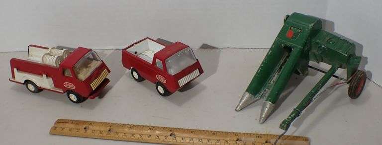 Tonka Firetruck - Tonka Pickup Truck - Oliver 1 Row Pull Type Corn Picker Farm Toy Tractor