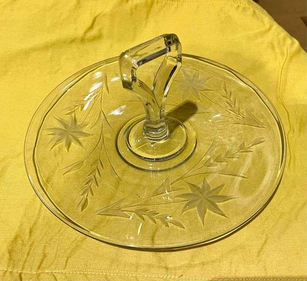 Etched Glass Tidbit Tray