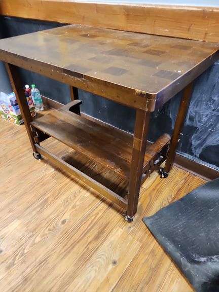 Collapsible Wood Table on Wheels 36"x 24" x 30"