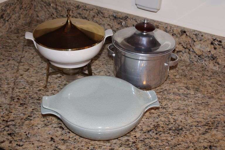 MCM Casserole, Chafing Dish & Ice Bucket